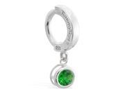 Sterling Silver Tummytoys Belly Sleeper Ring with 5mm Bezel Set Emerald Imitation 14 ga