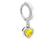 Sterling Silver Tummytoys Belly Sleeper Ring with 5mm Bezel Set Citrine Genuine Heart 14 ga