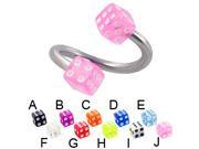 Acrylic dice spiral barbell 12 ga Diameter 1 2 13mm Cube size 5 32 4mm Color pink J
