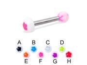 Flower ball and half ball straight barbell 12 ga Length 9 16 14mm Ball size 3 16 5mm Color black A