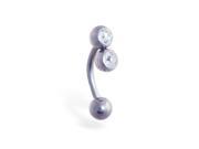 Curved barbell with double jeweled top 16 ga Color clear