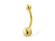 14K gold plated small plain belly button ring