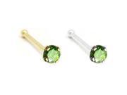 14K Gold Nose Bone with genuine Green Diamond 20 Ga Nose Post Length 1 4 6.35mm Standard Diamond Size 1.5mm .015ct Gold color White gold