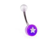 Acrylic star navel ring Color purple F