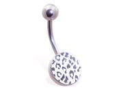 Navel ring with leopard print logo Color white