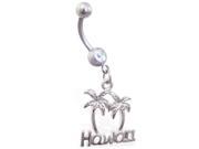 Belly ring ring with Hawaii and palm trees dangle