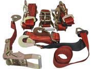 4 Axle Straps Car Carrier Tie Down Straps with Ratchets Tow Straps Red
