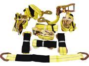 4 Yellow Axle Strap Tie Downs 24 Long and 4 Ratchet Tow Straps Car Haulers