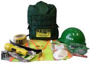 Mayday Industries CERT Starter Kit packed in a green backpack