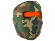Zan Headgear Neoprene Full Mask Woodland Camo Reversible to Hi Vis Orange