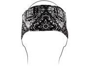 Zan Headgear Cotton Headband with Fleece Black Paisley