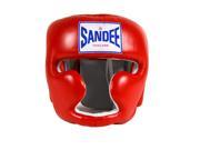 Sandee Closed Face Leather Headgear Small Red White
