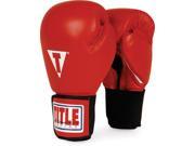 Title Classic Hook Loop Leather Training Gloves Red 14 oz