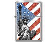 Zippo Statue of Liberty with Flag Satin Chrome Pocket Lighter