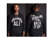 Roots of Fight Ali Brag Quote French Terry Hoodie Medium Vintage Black