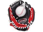 Rawlings Youth Players 9 T Ball Glove with Ball Left Hand Glove Black Red