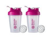 Blender Bottle 2 Pack Classic 20 oz Shaker w Loop Top Clear Pink Clear Pink