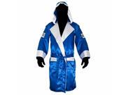 Cleto Reyes Satin Boxing Robe with Hood Medium Blue White