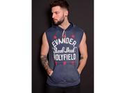Roots of Fight Holyfield Slim Fit Sleeveless Hoodie Small Vintage Navy