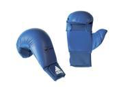 Adidas WKF Approved Elastic Closure Karate Mitts with Thumbs Small Blue