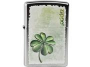 Zippo Lucky Clover Satin Chrome Pocket Lighter