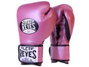 Cleto Reyes Lace Up Hook and Loop Hybrid Boxing Gloves Large Pink Metallic