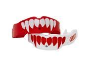 Battle Sports Science Adult Fang Mouthguard 2 Pack with Straps Red White