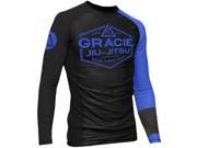 Gracie Jiu Jitsu Long Sleeve Rank Rashguard 2XL Black Blue