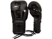 Venum Elite Long Cuff Lace Up Boxing Gloves 8 oz. Matte Black