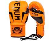 Venum Elite Long Cuff Attached Thumb Lace Up Boxing Gloves 16 oz. Neo Orange