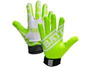 Battle Receivers Ultra Stick Football Gloves Youth Small White Neon Green