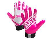 Battle Receivers Ultra Stick Football Gloves Youth Large White Pink