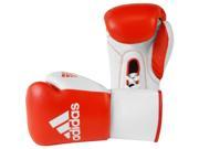 Adidas Glory Professional Lace Up Leather Boxing Gloves 10 oz. Red White