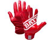 Battle Sports DoubleThreat UltraTack Football Gloves Youth Medium Red Red