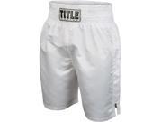 Title Boxing Classic Edge Satin Performance Boxing Trunks XL White White