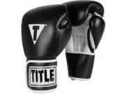 Title Boxing Pro Style Leather Hook Loop Training Gloves 12 oz. Black White