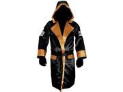Cleto Reyes Satin Boxing Robe with Hood Small Black Gold