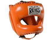Cleto Reyes Traditional Leather Boxing Headgear w Nylon Face Bar Tiger Orange