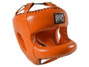 Cleto Reyes Redesigned Leather Boxing Headgear w Nylon Face Bar Tiger Orange
