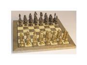 Worldwise Imports Florence Metal Chessmen with Glossy Briar Wood Board