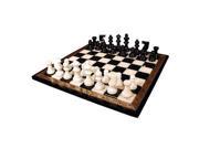 Worldwise Imports Black and White Alabaster Chess Set with Inlaid Wood Frame