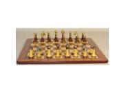 Staunton Metal and Natural Wood Chess Set with Padauk Maple Veneer Board