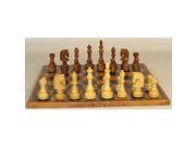 Traditional Russian Sheesham Chess Set with Antique Map Faux Leather Board