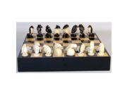 Hand Carved Tagua Nut Turtle Chess Set on Black Maple Board Storage Chest