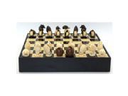 Hand Carved Tagua Nut Penguin Chess Set on Black Maple Board Storage Chest
