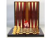 Folding Backgammon Chess Set by Yenigun Wood Grain Decoupage 19 x 19 Inches