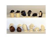 Hand Carved Penguin Tagua Nut Chess Set with Black Natural Wooden Veneer Board