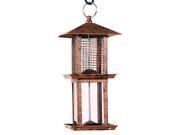 Double Tower Metal Seed Feeder for Bird Color Brushed Copper Size 1.5 LB CAPACITY
