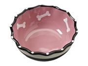 Ethical Pet Contemporary Ruffle Dog Dish Pink 7 Inch 6943