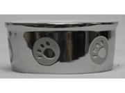 Ethical Pet Paw Print Titanium Dog Dish Silver 5 Inch 6828